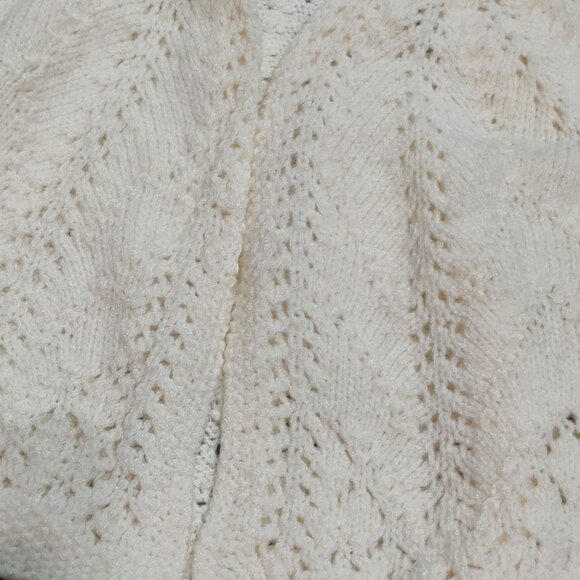 Handmade 12–18M Vintage Baby Cardigan Sweater Cream Open Knit Lightweight - Picture 5 of 5